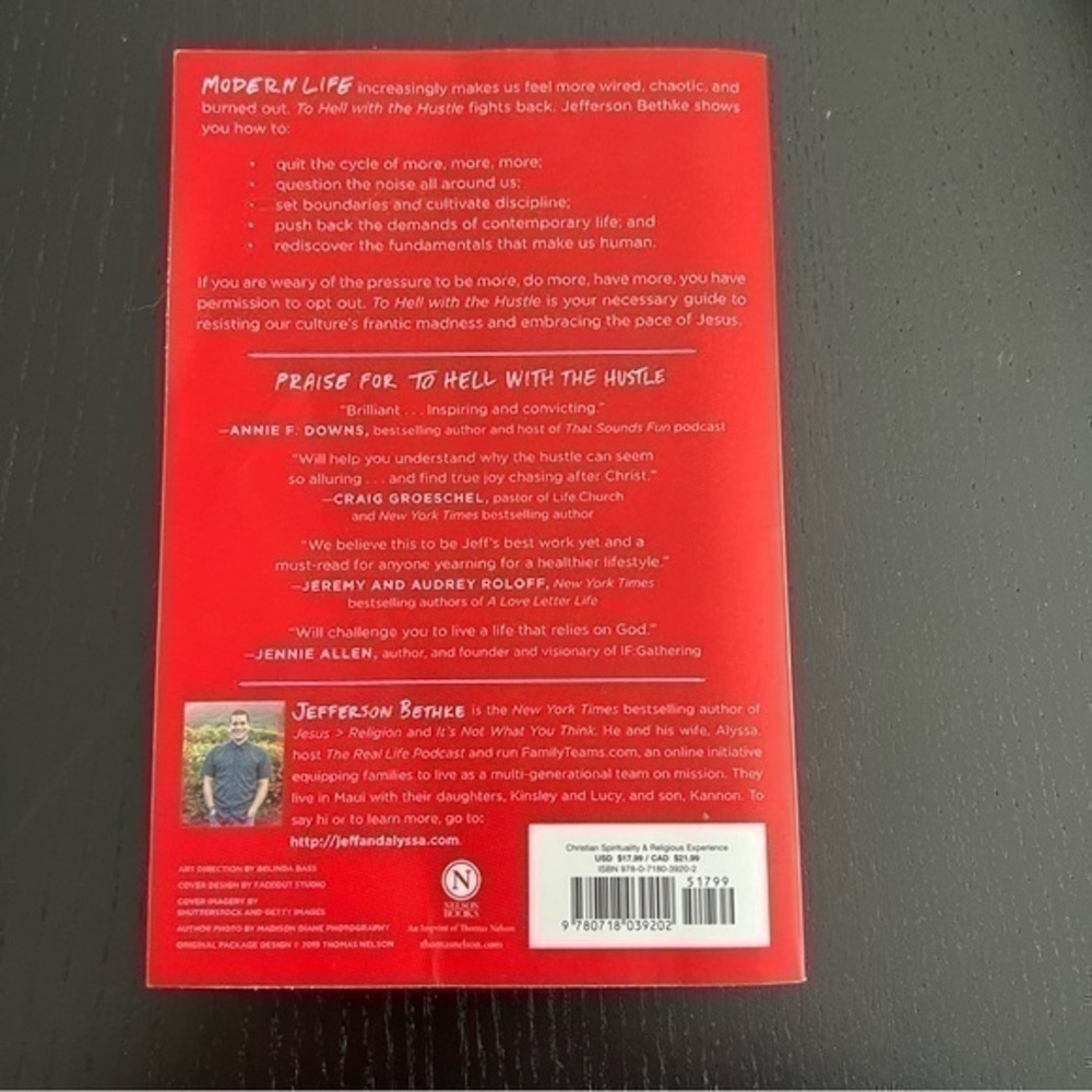 To Hell With the Hustle by Jefferson Bethke PAPERBACK Book - Picture 5 of 5